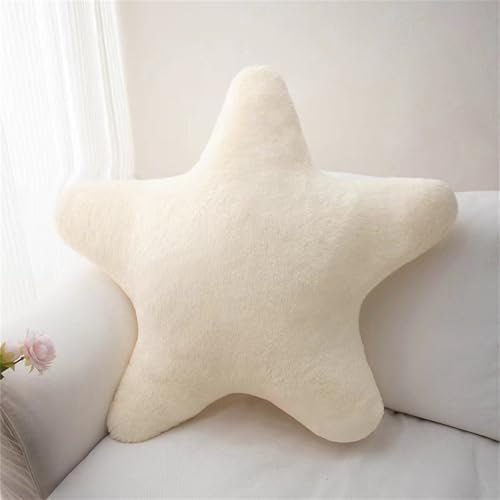 Champracer Kissen Stern Plüschkissen, Kuschelkissen Kinder, Weiche Flauschige Sternform Zierkissen, Stern Wurfkissen für Mädchen & Jungen Zuhause Schlafzimmer (Milchweiß,18 cm)