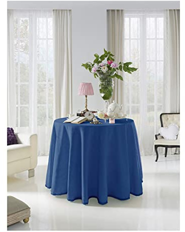 Acomoda Textil - Falda para Mesa Camilla Terciopelo, Redonda - Rectangular, Suave y Cálida de Invierno. (Redonda 90 cm, Azul Klein)