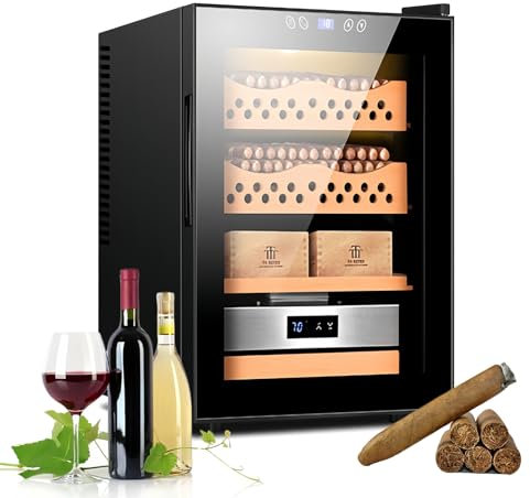 Fablestoryem Humidore Zigarrenschrank - Elektrischer Kühlhumidor Für 200-300 Zigarren - Humidor-Befeuchter - 50L Elektrische Zigarrenhumidore - Elektronischer Zigarrenschrank,Black A