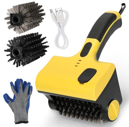 Elektrische Grillbürste, Grillreiniger mit 2 Bürsten, Kabellos Wiederaufladbar Sicher Grillzubehör für Porzellan/Weber Gas/Holzkohlegrill - Geschenke für Grillzauberer/Männer/Da