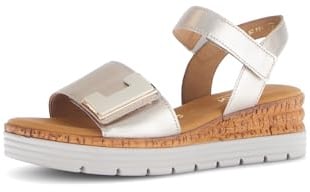 Gabor Damen Keilsandalen, Frauen Sandalen,Strandschuhe,Keilsandaletten,Keilabsatz,Wedge-Heel,hoch,Sommerschuhe,Puder (Uni+Gold),39 EU / 6 UK