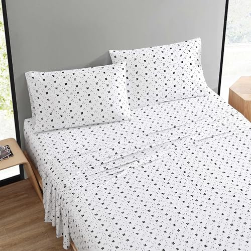 Marimekko - Queen Sheet Set, Premium Cotton Percale Bedding Set with Matching Shams, Lightweight & Breathable Bed Essentials (Kukkaketo Black, Queen)