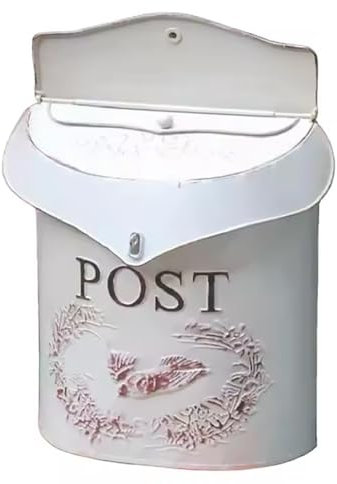 Briefkasten, Retro-Wandbriefkasten aus Metall, rustikaler freistehender Wandbriefkasten für den Außenbereich, Briefkasten im Vintage-Stil, Briefkasten aus Eisen, für den Garten, Wohngebäude, weiß