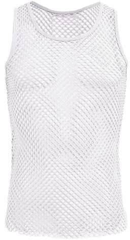 Través Rejilla Camiseta de Rejilla sin Mangas de Tirantes Malla Transpirable para Hombre Ropa (Size:S,Color:Blanco)