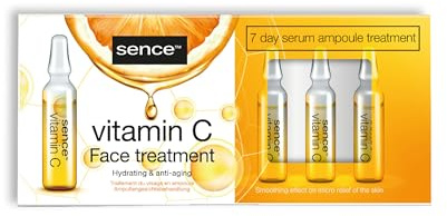 Sence Vitamin C Serum Ampullen, intensive Gesichtspflege Ampullen Gesicht, Tagespflege für Damen und Herren mit Moringaöl, Vegan Anti Aging Beauty Skin Care (7 Ampullen x 2ml)