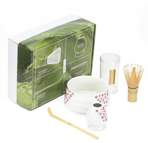 Matcha Kit Matcha Whisk Set Matcha Bowl Japanese Matcha Tea Set with Ceramic Bowl, Matcha Scoop, Bamboo Whisk, Whisk Holder, Matcha Kit for Traditional Tea Ceremony, Ideal Matcha Gift Set for Beginner