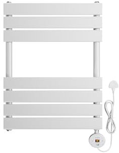 ELEGANT 400W Smart Electric Heated Towel Rail, WiFi-Controlled Wall Mouted Bathroom Towel Warmer & Dryer with Programmable Thermostat, UK Plug, LCD Display, Energy Efficient, White 650 x 400mm