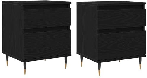 vidaXL Nachttisch 2 pcs Schwarz Eichen-Optik 40 x 35 x 50 cm, Rustikaler Schlafzimmer-Speicher, Nachttisch, praktischer Schrank, stilvolle Möbel, essentielles Wohn-Accessoire