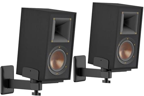 Pair of Adjustable Speaker Wall Mount for Klipsch Bookshelf Speaker Mount - Heavy Duty Side Clamping Wall Speaker Mounts for Klipsch R-40PM R50M RP-500M II RP-600M II Speaker Mount, 55 LBS Capacity