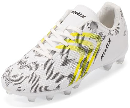 JOMIX Scarpe da Calcio Unisex Ragazzi Ragazze Donna – Tacchetti FG per Erba Naturale – Leggere, Resistenti e Antiscivolo WOS250438 (Bianco, 37)