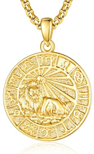 Sternzeichen Löwe Anhänger Kette Gold Löwe Halskette Herren Tierkreiszeichen Anhänger Schmuck Sternzeichen Konstellation Kette Geschenke für Männer