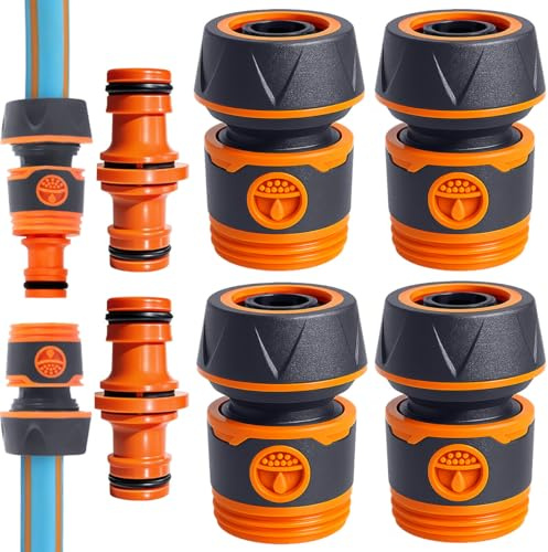 4 Stück Schlauchverbinder, Schlauchkupplung 3/4 zoll (19 mm) mit 2 Kupplungs, Geeignet für Garten Outdoor Verbinder zur Schlauchverlängerung - Schnelle Installation