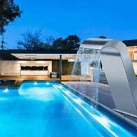 HUIBBGO Fontana per Piscina a Cascata, Piscine interrate, Giardino, cascate per Esterni, Piscina in Acciaio Inossidabile, Fontana a Cascata, Regalo per Piscina