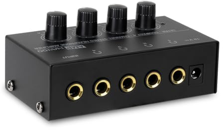 Uxsjakjsd Amplificateur Casque Stéréo Ultra-Compact 4 Canaux HA400 avec Convertisseur Jack 6,5 mm vers 3,5 mm et Prise Européenne