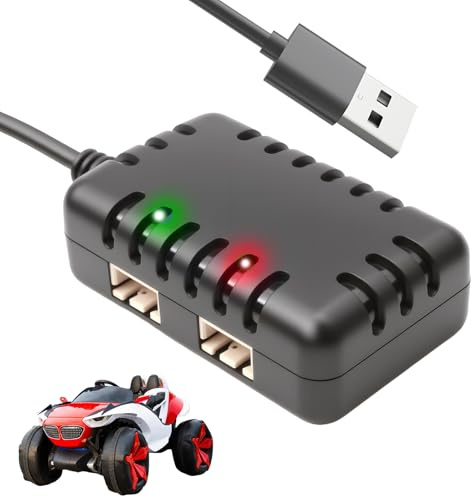 Teasteam - LiPo Ladegerät 2S 7,4 V 1 A USB Ersatz für RC Autos SCX24, kompatibel mit SCX10, Drohnen, Booten und Quadcoptern