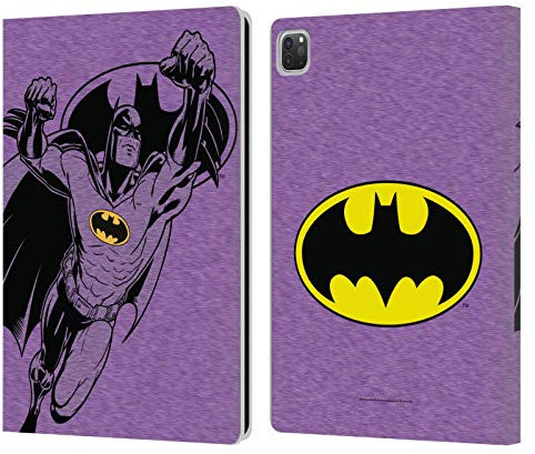 Head Case Designs sous Licence Officielle Batman DC Comics Pourpre Logos Étui Portefeuille en Cuir Compatible avec Apple iPad Pro 12.9 2020/2021/2022