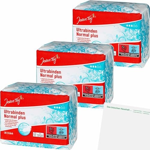 usy Bundle für Jeden Tag Ultrabinden Normal Plus 3er Pack (3x20Stk Packung) + usy Block