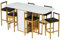 Essgruppe 7-teilig – Esstisch mit 6 Stühlen in Weiß & Gold – Modernes Esszimmer Set mit Stahlgestell – Rechteckiger Esstisch für 6 Personen – Küchentisch-Set für Esszimmer oder Küche (White+Gold-B)