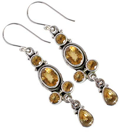 Citrine Trio-Ohrringe, 8 x 5 mm, 7 x 5 mm, 4 mm, facettiert, 925er-Sterlingsilber, baumelnde Ohrringe, sonnengelber Tropfenschmuck, leuchtendes Statement für Damen