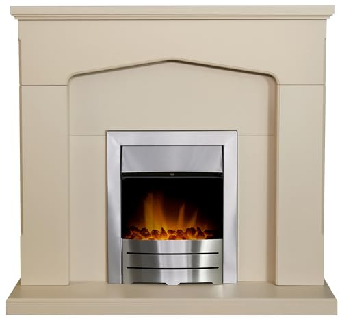 Adam Cotswold Fireplace in Stone Effect with Colorado Electric Fire in Brushed steel, 48 Inch