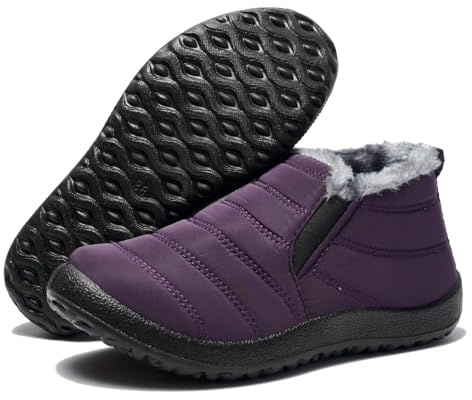 Tvtaop Winter Boots Mens Hiking Shoes Plush Snow Boots Warm Walking Sneakers for Men Non-Slip Waterproof Outdoor Trekking Travel Sports Purple_B UK 11