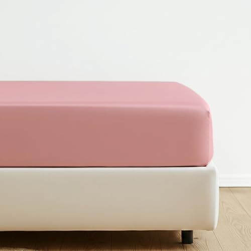 SALAD HOUSE Spannbettlaken 90x200, Rosa: 100% ägyptische Baumwolle | Mako-Satin für Matratzen bis 28 cm und Boxspringbetten: kühlend im Sommer, atmungsaktiv, rutschfest und OEKO-TEX zertifiziert