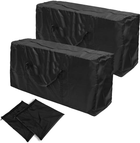 STARVAST 2 PCS Aufbewahrungstasche Gartenauflagen Wasserdicht 175x55x75cm Weihnachtsbaum Aufbewahrung Robustes Oxford-Gewebe Auflagentasche Gartenpolster, Schutzhülle für Polsterauflagen - Schwarz