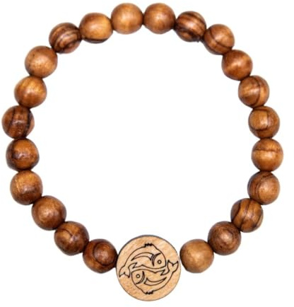 Kassis Olivenholz Armband mit Sternzeichen - Handgefertigtes Holzperlenarmband - Unisex Schmuck - Herren und Damenschmuck