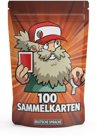 100 Sammelkarten Set Deutsche zufällige Karten mit 5 Glitzer Holo geeignet für Pokemon Karten TCG Sammler & Spieler - Opasladen