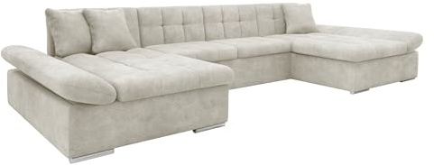 Mirjan24 Ecksofa Alia mit Regulierbare Armlehnen, 2 Bettkasten und Schlaffunktion, U-Form Eckcouch vom Hersteller, Sofa Couch Wohnlandschaft (Lumo 55)