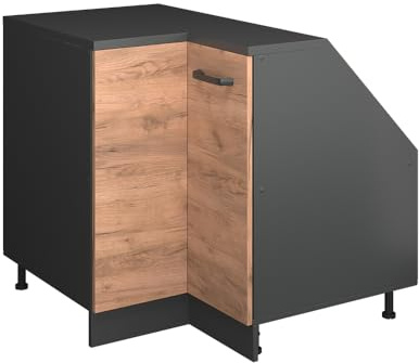 Vicco Eck-Küchenschrank für Dachschrägen R-Line, Goldkraft Eiche, 75.6 cm mit 1 Tür, Schrankkorpus 60 cm Tiefe, zur freien Kombination innerhalb modularer Küchensysteme