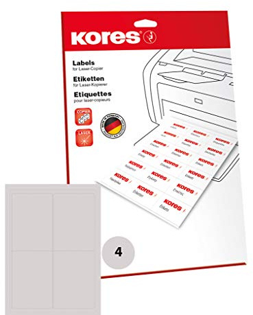 Kores L99139.25 Universal-Etiketten, 99.1 x 139 mm, 25 Blatt, weiß, 100 Etiketten für InkJet, Laser + Kopierer