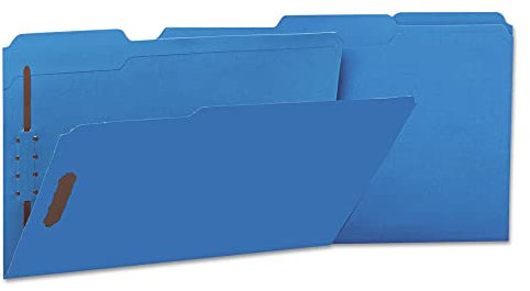 Universal 13525 Deluxe Reinforced Top Tab Folders, 2 Fasteners, 1/3 Tab, Legal, Blue (Box of 50)
