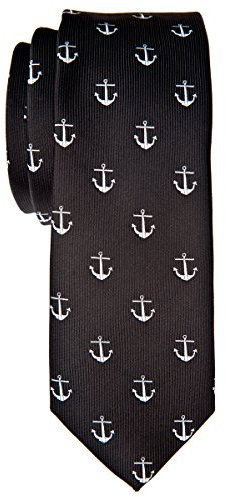 Retreez Herren Prämie Schmale Gewebte Krawatte Anker Ankermuster 5 cm - schwarz