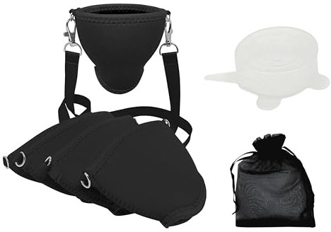WineHolder Eff Em Concept Weinglashalter mit Halstrageband & Beutel, Wein-Gadget für Weinwanderung, Weinfest, Party, Event, JGA – sicher & freihändig Wein genießen (Schwarz 5er Set)