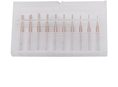 10pcs 1/8'' Fraise en bout Carbure enduit de titane de jambe Bits de gravure en bout de fraise 0.8mm-3.17mm Fraise rotative