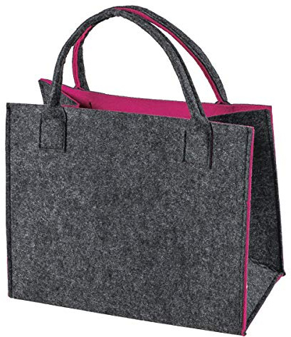 LaFiore24 Hochw. Filztasche Einkaufstasche Filz Shopper Festival Damen Handtasche grau-pink