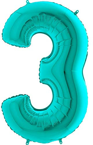 Ballonim Zahlenballon 0-9 100 cm Tiffany blau türkis Mint Luftballon Zahlen Helium Luftballons XXL (Zahl 3)