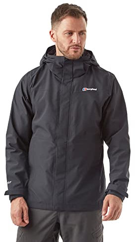 Berghaus Men's Maitland GORE-TEX IA Waterproof Jacket with 3-in-1 Compatibility, Mens Raincoat, Men's Hiking & Outdoor Recreation Clothing, Black, XXL