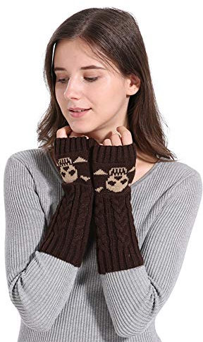 Handschuhe Damen Stulpen Strick Pulswärmer Fingerlose Armwärmer Zopfmuster Handstulpen Halbfinger Damenhandschuhe Weiche Strickhandschuhe Lange Warme Handschuhe für Arbeit Sport Fahrrad