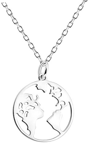 Sofia Milani - Damen Halskette 925 Silber - Globus Weltkarte Anhänger - 50209