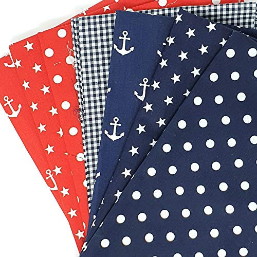 Sugarapple Stoffpaket Baumwolle, Stoffpaket Kinder | Patchwork Stoffe Paket, Stoffe zum Nähen 7 Stück (50 x70 cm) | 60 °C Wäsche, Öko Tex Standard 100 | gesamt 3,5 m x 70 cm | Mix Rot + Grau