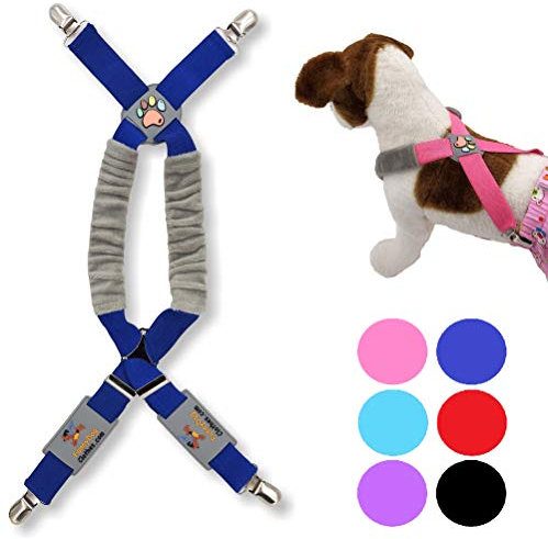 FunnyDogClothes Hunde-Hosenträger für Haustierkleidung, Windeln, Hosen, Röcke, Bauchbänder für kleine, mittelgroße und große Hunde (L/XXL): 11,3 kg – 45,4 kg, dunkelblau