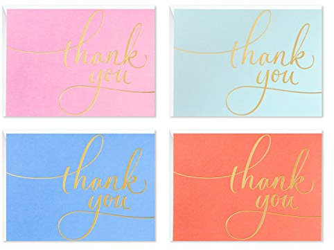 Hallmark Dankeskarten Sortiment Goldfolie Schrift (40 Dankeskarten mit Umschlägen für Hochzeit, Brautparty, Babyparty, Business)