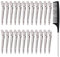 24 Stück 3,5 Zoll Entebill Haarspangen, Silber Metall Haarklammern Abteilklammern Friseurbedarf Stahl Haarclips Alligator Curl Clips mit Löchern