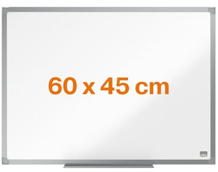 Nobo Basic Whiteboard, 60 x 45 cm, magnetisch, trocken abwischbar, Magnettafel mit Aluminiumrahmen, Eckmontage im Quer- oder Hochformat, inkl. Stiftablage – Amazon Exklusiv, Steel