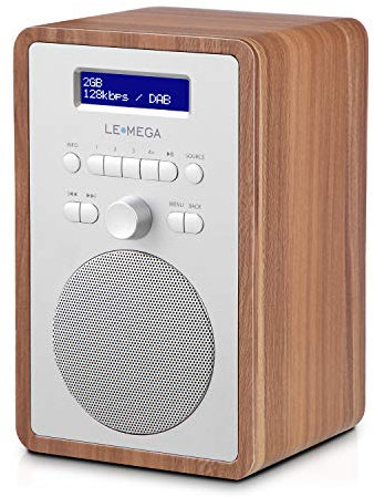 LEMEGA CR2+ DAB/DAB+ Digitalradio,UKW-Digitalradio,DAB-Radio Netzbetrieben,Doppelter Wecker,Küchen-Schlaf-Snooze-Timer,20 voreingestellte Sender,Kopfhörerausgang,Holzeffekt (Walnuss)