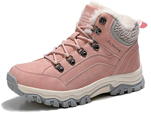 ARRIGO BELLO Donna Stivali da Neve Invernali Scarpe Allineato Pelliccia Caloroso Caviglia Piatto Stivaletti Sportive Boots Escursionismo (Rosa, Numeric_36)