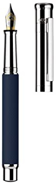 Otto Hutt Füllfederhalter D04 Messing Blau-Platin Karo Guillochierung matt 13,2cm, Strichstärke B, 068-11253, Mehrfarbig