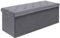 Bonlife Ottoman Storage Box, Folding Tufted Ottomans with Storage, Extra Large 140L Toy Chest Footrest Bench for Bedroom, Luxury Velvet Fabric,Grey,110x40x40cm